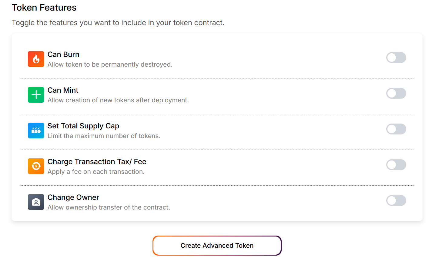 Choose your advanced settings