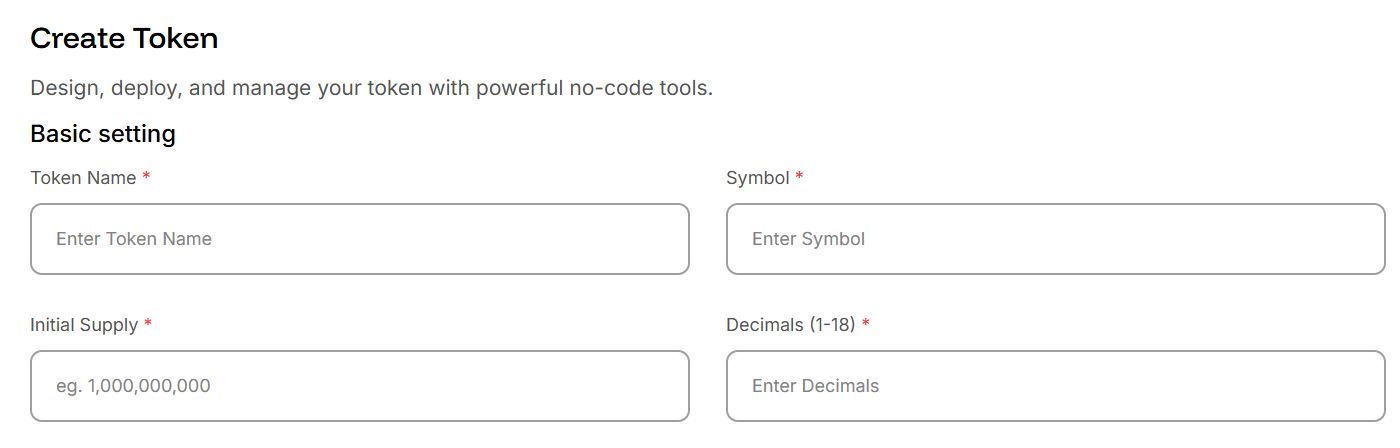 Define the properties of your token